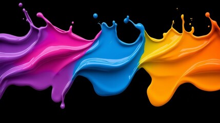 Wall Mural - A colorful splash of paint with a rainbow of colors. The colors are bright and vibrant, creating a sense of energy and excitement. The image is dynamic and visually striking, with the colors blending