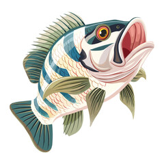 Wall Mural - happy cartoon Striped bass fish vector