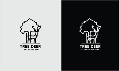 Wall Mural - Deer animal logo inspiration collection with tree antlers, nature deer Premium Vector EPS10 file.