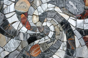 Artistic marble stone mosaic with abstract patterns, adding a touch of creativity to interior spaces