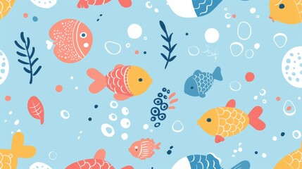 Wall Mural - Light Blue Bubbly Patterns