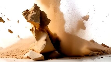 Wall Mural - sand splattered exploding on the white background wallpaper copy space