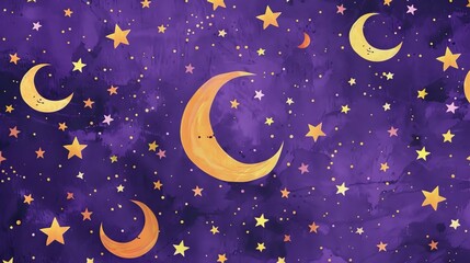 Purple Backdrop with Star and Moon Patterns