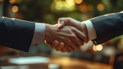 Wall Mural - Businessmen shaking hands in an office