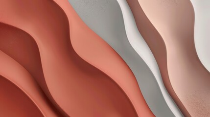 Fototapete - Abstract Background, subdued earthy palette of clay red and soft gray, minimalist composition with smooth gradients