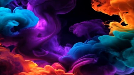 Wall Mural - colorful smoke animation illustration moving on abstract background. cyberpunk smoke, colorful cloud