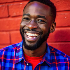 Portrait of a young positive handsome smilling black man