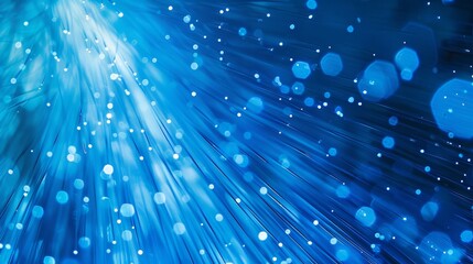 Poster - This image captures the essence of data transmission with fiber optic lights in blue and white, symbolizing speed and connectivity.