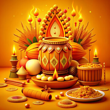 A cartoon auspicious Lohri sign illustration images