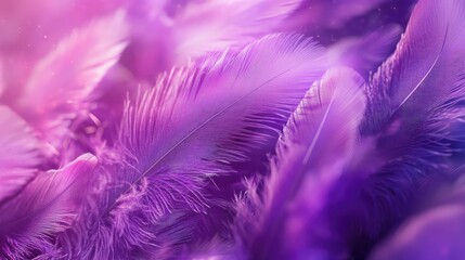 Purple color close up feather background. AI generation.