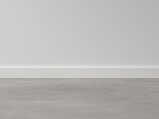 Poster - Modern interior room with empty white wall and concrete floor background. Interior of living minimal, cozy and homey style for products presentation or text for advertising.