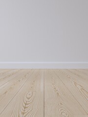 Poster - Modern interior room with empty white wall and wooden floor background. Interior of living minimal, cozy and homey style for products presentation or text for advertising.