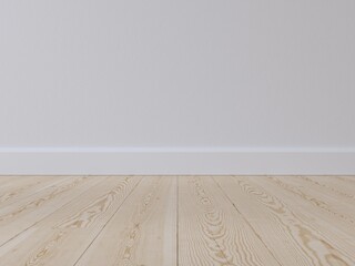 Poster - Modern interior room with empty white wall and wooden floor background. Interior of living minimal, cozy and homey style for products presentation or text for advertising.