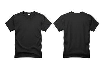 Black t shirt front and back isolated on transparent background 