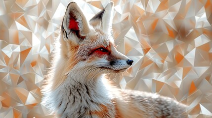 Wall Mural - A Fennec Fox with an abstract geometric background, sharp lines and vibrant colors, creating a dynamic and modern composition, hd quality, natural look. --ar 16:9 --v 6.0 --s 250 --style raw