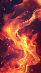 Wall Mural - Realistic fire and flames on black background