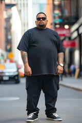 Poster - A man standing in the middle of a city street