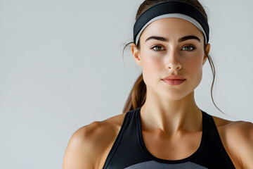 Wall Mural - Portrait of Pretty Young Fitness Woman Posing in Sportswear, on a white background