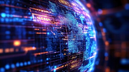 Poster - Vibrant digital world with glowing connections and data flow, illustrating technology and communication in a modern context.