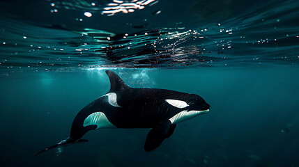 orca swimming in the ocean