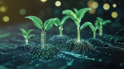 Conceptual of tech plant growth