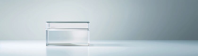 Poster - Close-up of an empty transparent plastic box with a lid, highlighting its polished finish and sturdy design. The image is set against a plain background with plenty of room for copy.