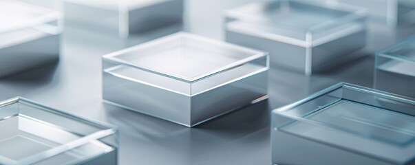 Poster - Transparent plastic box and lid mockup, photographed in close-up to highlight the fine details and transparency of the material. The background is plain, offering generous copy space.
