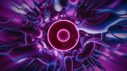 Poster - vibrant violet and electric blue abstract background featuring a central magenta circle symbolizing 
