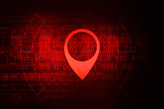 2d illustration Red map pointer
