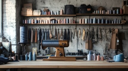 Wall Mural - Vintage Sewing Machine in a Workshop