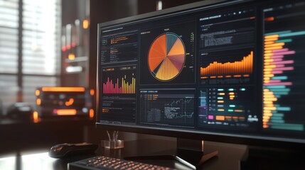 Poster - a pie chart with various segments and detailed annotations, displayed on a modern computer monitor.