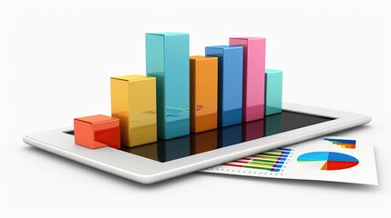 Poster - Colorful Bar Graph on Tablet Displaying Business Data