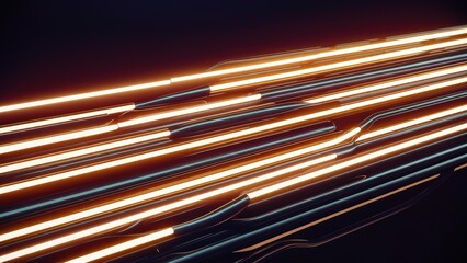 Poster - Seamless Looping Illustration of Glowing Neon Lines on a Black Background