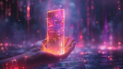 Poster - Digital World - Smartphone in a Futuristic City