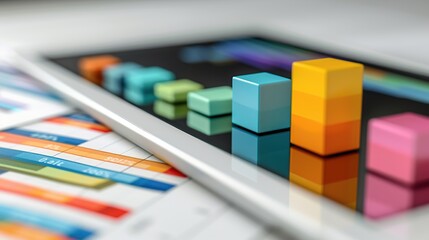 Poster - Colorful Bar Graph on Tablet Screen