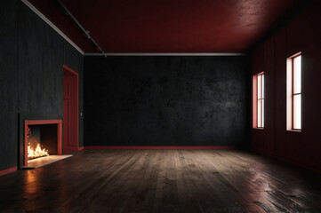 Empty Luxurious Dark and Dramatic Room