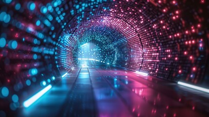 Poster - Neon Tunnel: A futuristic abstract journey