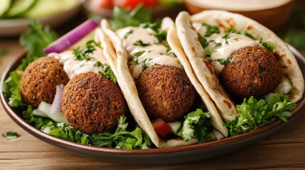 Canvas Print - Falafel Pita with Tahini Sauce