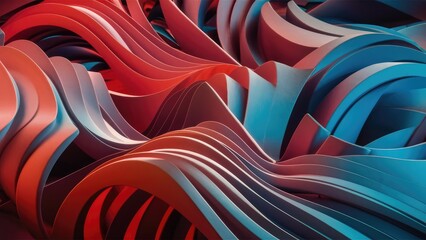 Poster - Abstract 3D Illustration of Wavy Geometric Shapes