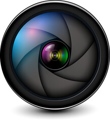 Poster - Camera photo lens, 3d icon illustration.