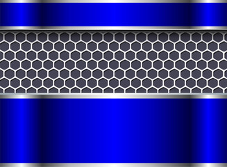 Sticker - Silver blue metallic background with hexagons pattern.