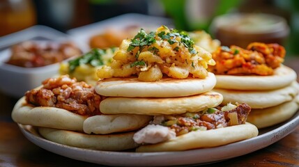 Wall Mural - Appetizing Stack of Savory Flatbreads with Toppings