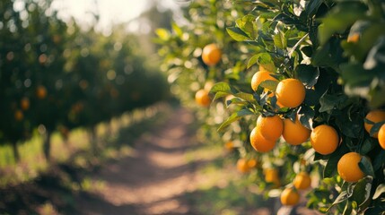 Canvas Print - Orange Orchard at Sunset