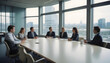 © Gia - blurred Silhouette of business people in office, meeting room, building, lobby. blurred background. concept.