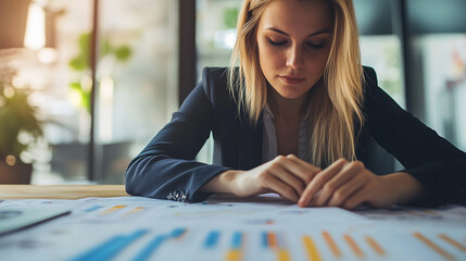 A businesswoman reviewing project timelines and deadlines. businesswoman reviewing