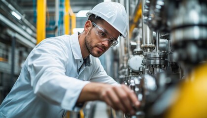 Industrial engineer working on machinery in a heavy industry factory