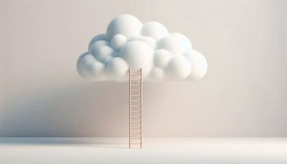 Wall Mural - Minimal ladder to the white cloud