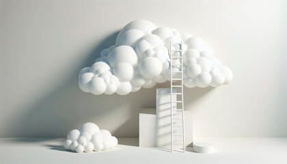 Leinwandbilder - Minimal ladder to the white cloud
