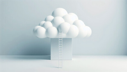 Leinwandbilder - Minimal ladder to the white cloud