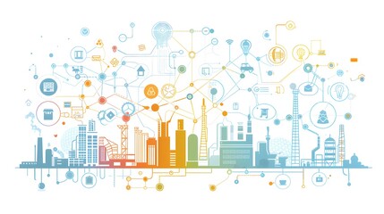 Poster - An image depicting a complex web of standards and guidelines with industries and companies interconnected, all contributing to a central hub representing the greenhouse gas protocol